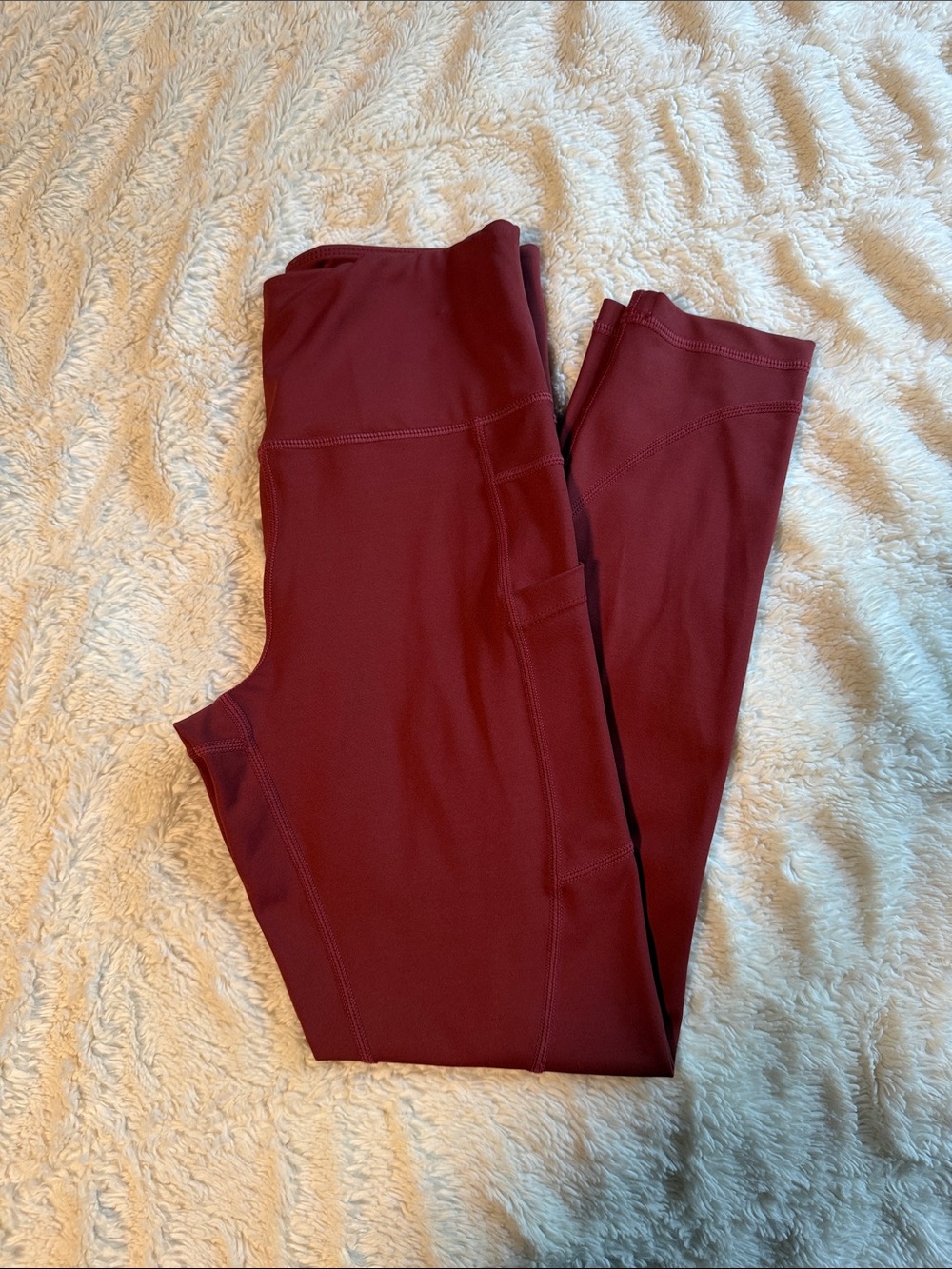 ZYIA Burgundy High-Rise Leggings with Side Pocket
